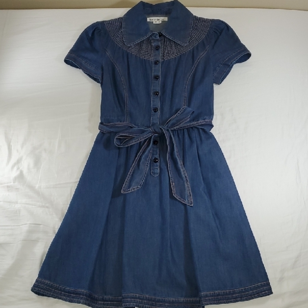 Brand New Women's Kensie Short Sleeve Blue Denim Dress Size Small